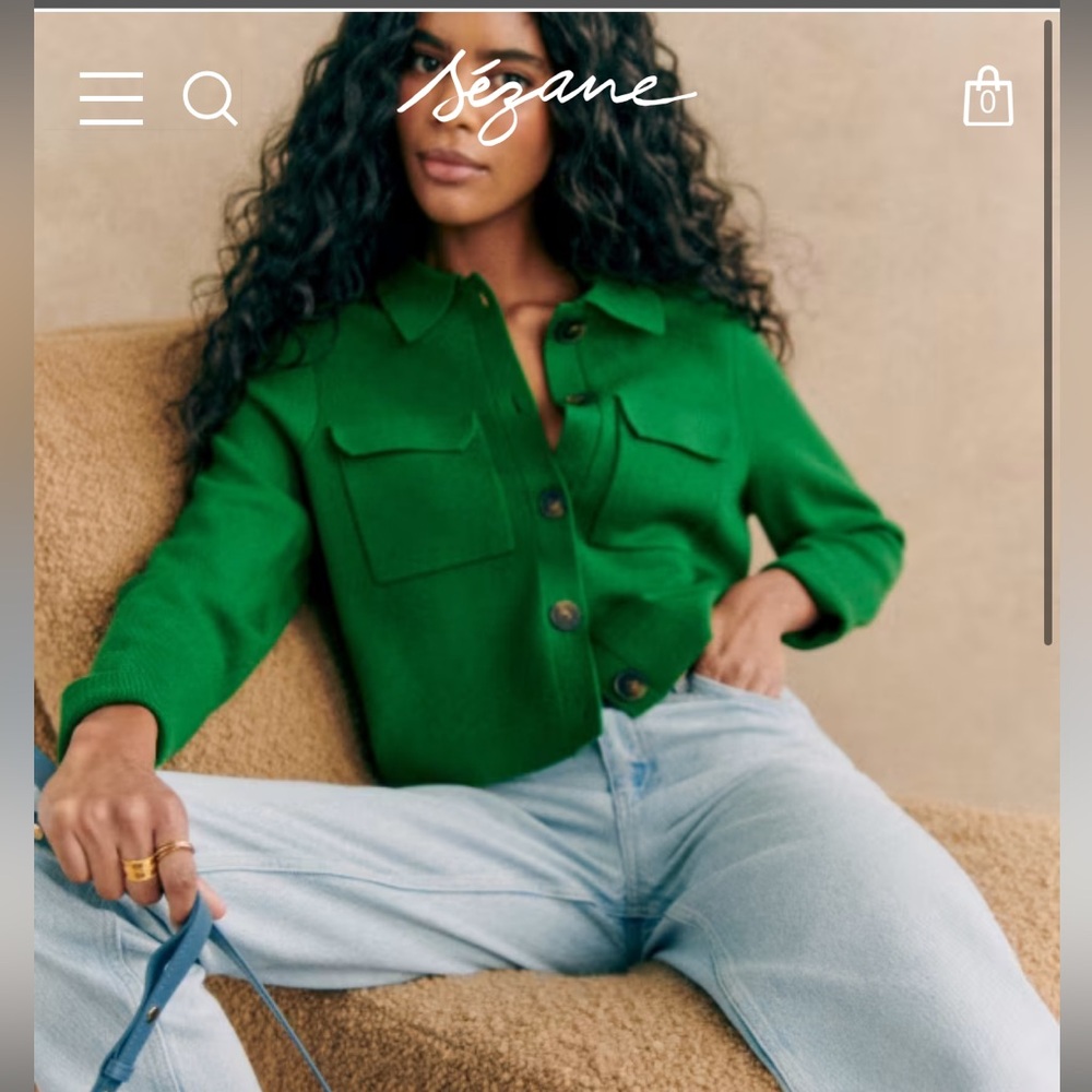 Green Sezane Betty Cardigan